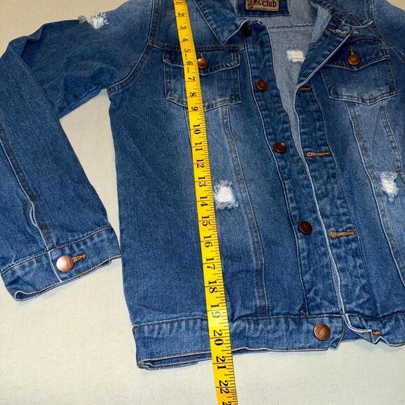 Kid1234 Jeans Denim Jacket Kid 13-14Y Blue Cotton Distressed Classic Long Sleeve - Picture 8 of 9